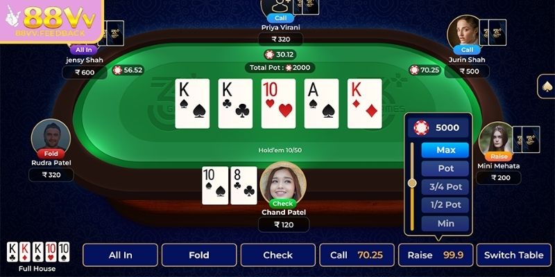 Các vòng đặt cược trong Poker 88vv người chơi nên biết 